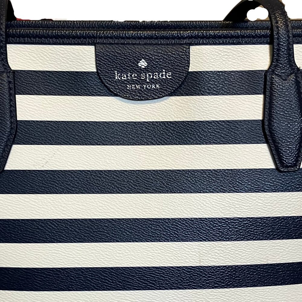 EUC Kate Spade Lori Navy & White Stripe Tote - Picture 2 of 13
